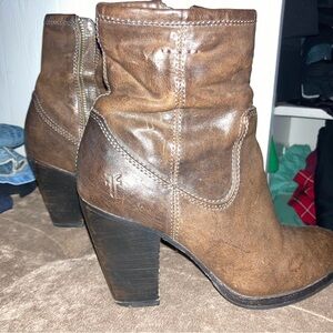 FRYE AND CO. Anthropologie Women's Brown Leather Ankle Boots